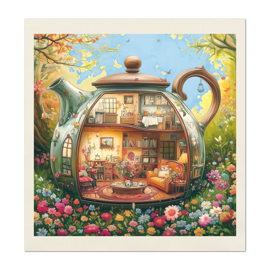 Beatrix Potter Fabric - Teapot, Baby Fabric Panels, Watercolor, Fabric Panel, Cottage, Village, Block Print, Cotton, Quilt, Wall Art, Nursery, Quilting