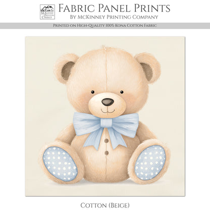 Teddy Bear Fabric - Baby Fabric Panels, Boy, Sewing, Large Print, Block, Cotton, Quilt, Wall Art, Nursery, Shower Gift
