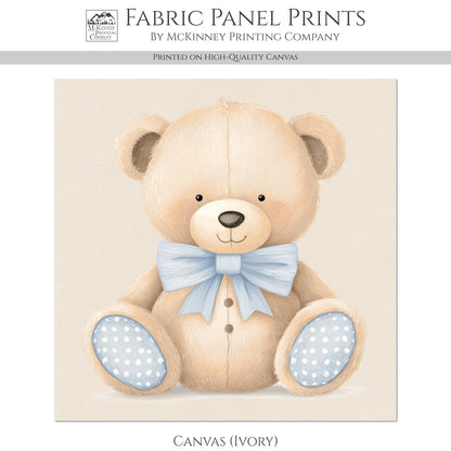 Teddy Bear Fabric - Baby Fabric Panels, Boy, Sewing, Large Print, Block, Cotton, Quilt, Wall Art, Nursery, Shower Gift