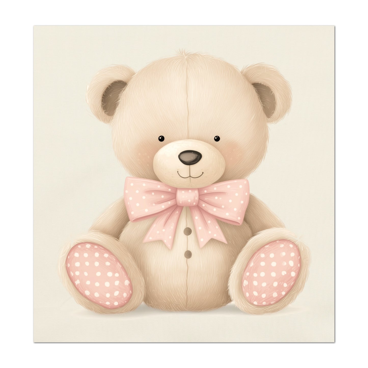 Teddy Bear Watercolor - Baby Fabric Panels, Girl, Sewing, Large Print, Block, Cotton, Quilt, Wall Art, Nursery, Shower Gift