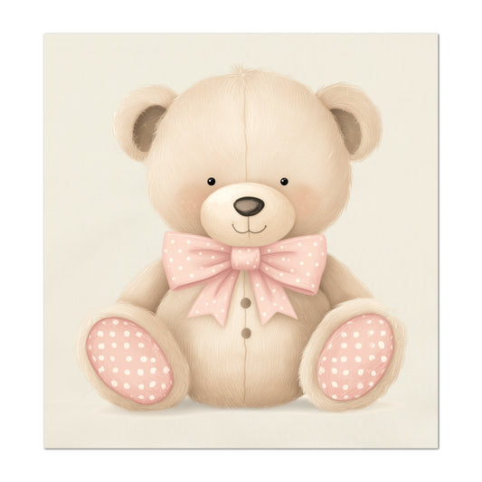 Teddy Bear Watercolor - Baby Fabric Panels, Girl, Sewing, Large Print, Block, Cotton, Quilt, Wall Art, Nursery, Shower Gift
