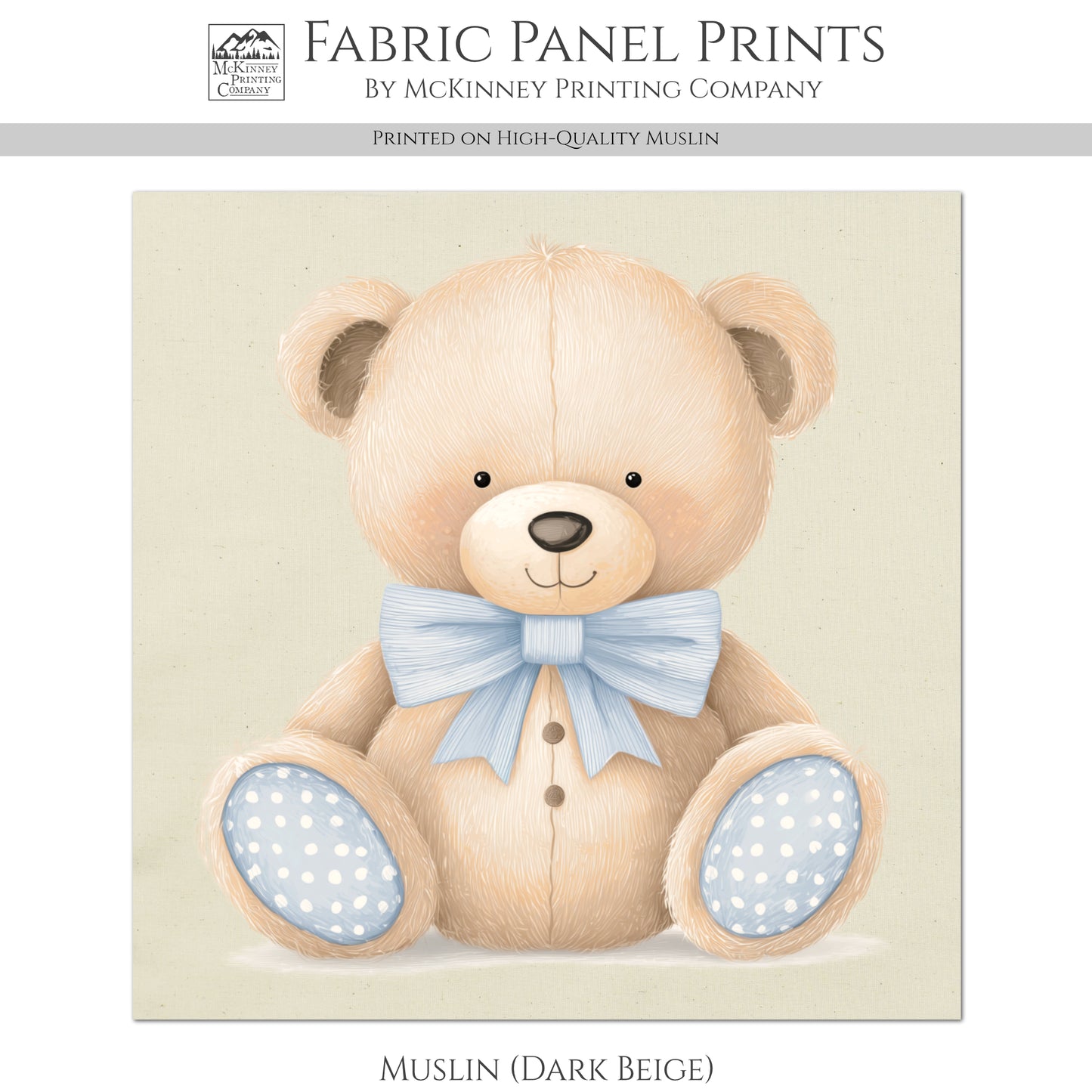 Teddy Bear Fabric - Baby Fabric Panels, Boy, Sewing, Large Print, Block, Cotton, Quilt, Wall Art, Nursery, Shower Gift