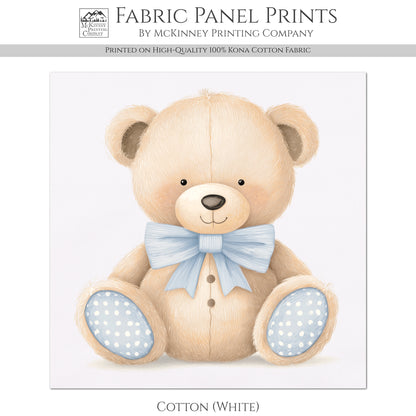 Teddy Bear Fabric - Baby Fabric Panels, Boy, Sewing, Large Print, Block, Cotton, Quilt, Wall Art, Nursery, Shower Gift