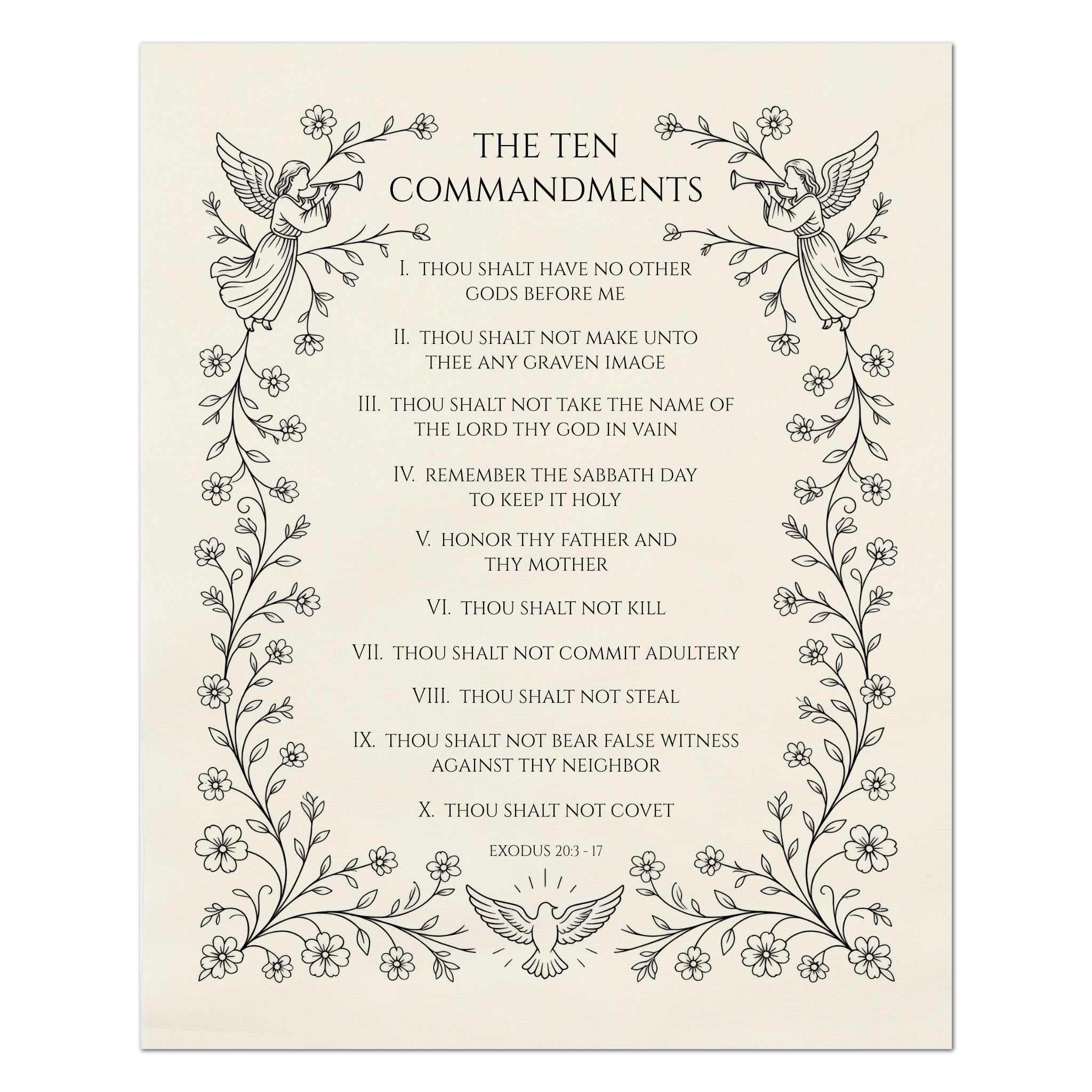 Ten Commandments - Christian Fabric, Religious, Exodus 20, Bible Verse ...