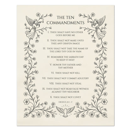 Ten Commandments - Christian Fabric, Religious, Exodus 20, Bible Verse, Wall Art, Quilting, Quilt, Cotton, Canvas