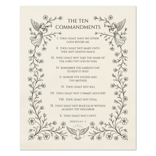 Ten Commandments - Christian Fabric, Religious, Exodus 20, Bible Verse, Wall Art, Quilting, Quilt, Cotton, Canvas
