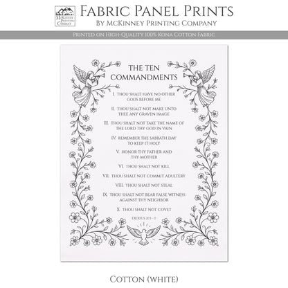 Ten Commandments - Christian Fabric, Religious, Exodus 20, Bible Verse, Wall Art, Quilting, Quilt, Cotton, Canvas