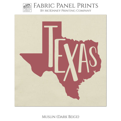 Texas Fabric - State Outline, Quilt Block - Muslin