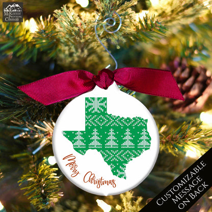 Texas Ornament - Personalized, Christmas, Jacquard, Sweater, Gift