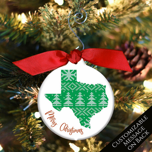 Texas Ornament - Personalized, Christmas, Jacquard, Sweater, Gift