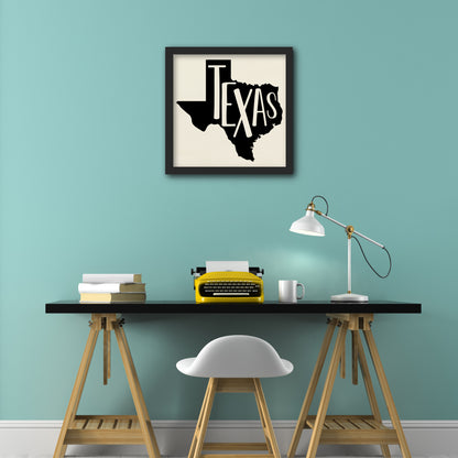Texas Fabric - State Outline, Quilt Block - Wall Art