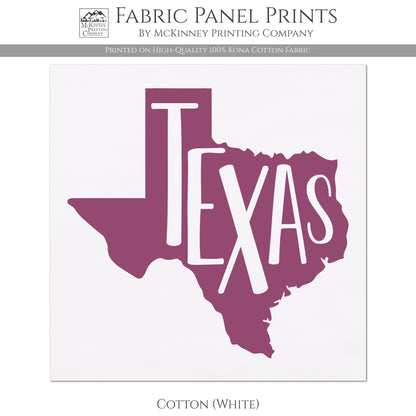 Texas Fabric - State Outline, Quilt Block - Cotton, White