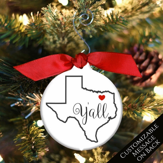 Texas Christmas Ornament - Personalized, Tree Décor, Texas State, Gift