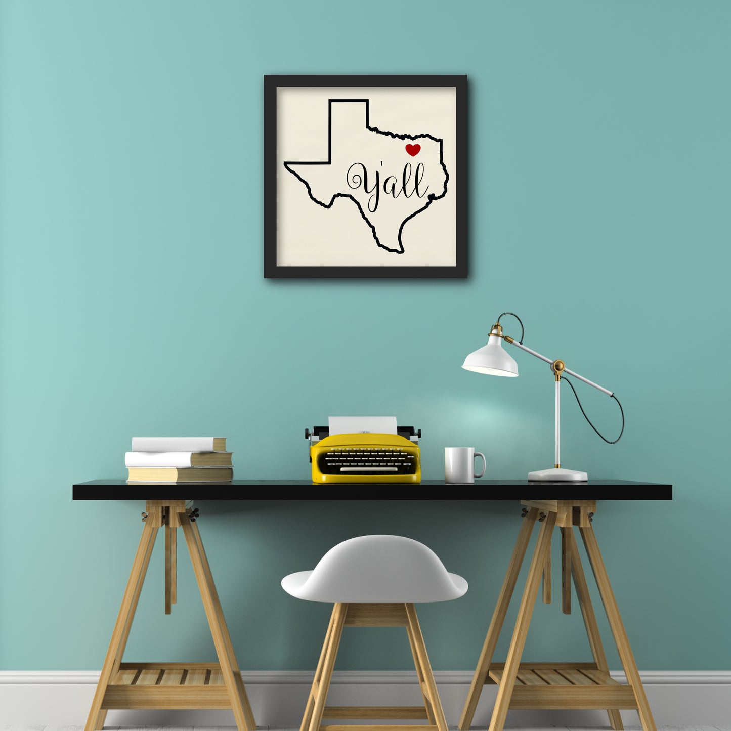 Texas Fabric - Texas Yall, State Outline - Wall Art