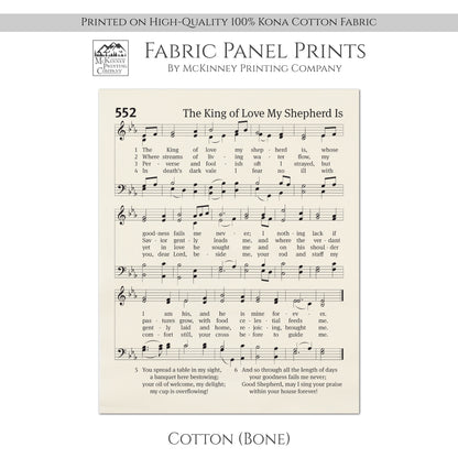 The King of Love My Shepherd Is - Christian Fabric, Hymn Wall Art, Religious, Vintage Sheet Music, Quilting, Quilt, Sewing, Cotton
