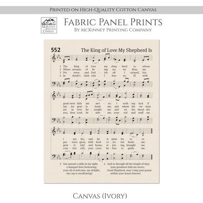 The King of Love My Shepherd Is - Christian Fabric, Hymn Wall Art, Religious, Vintage Sheet Music, Quilting, Quilt, Sewing, Cotton