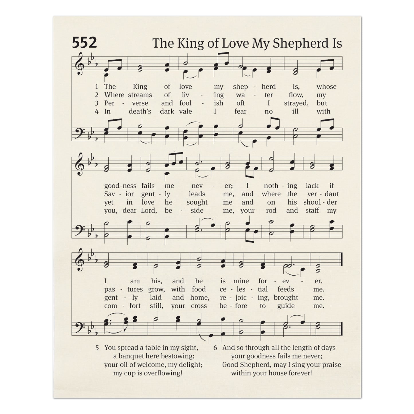 The King of Love My Shepherd Is - Christian Fabric, Hymn Wall Art, Religious, Vintage Sheet Music, Quilting, Quilt, Sewing, Cotton