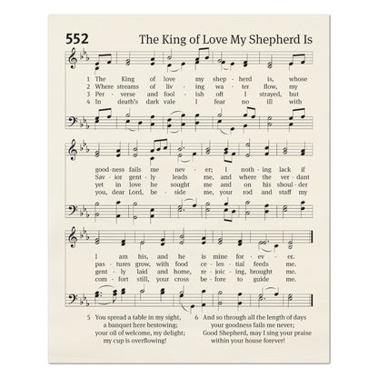 The King of Love My Shepherd Is - Christian Fabric, Hymn Wall Art, Religious, Vintage Sheet Music, Quilting, Quilt, Sewing, Cotton