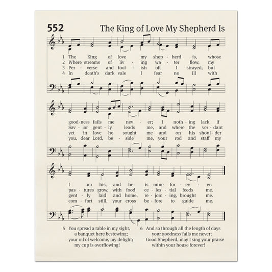The King of Love My Shepherd Is - Christian Fabric, Hymn Wall Art, Religious, Vintage Sheet Music, Quilting, Quilt, Sewing, Cotton