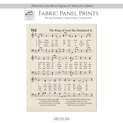 The King of Love My Shepherd Is - Christian Fabric, Hymn Wall Art, Religious, Vintage Sheet Music, Quilting, Quilt, Sewing, Cotton