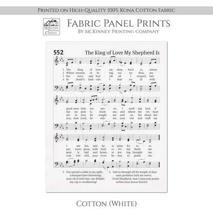 The King of Love My Shepherd Is - Christian Fabric, Hymn Wall Art, Religious, Vintage Sheet Music, Quilting, Quilt, Sewing, Cotton
