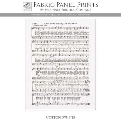 The Star Spangled Banner - Patriotic Fabric, Americana Fabric, Quilts of Valor, Vintage Sheet Music, Block Print, Veteran, Quilting