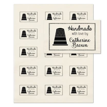 Quilt Labels - Handmade, Sewing Thimble, Fabric Tags, Personalized, Custom, Quilting, Craft, Cotton, Canvas