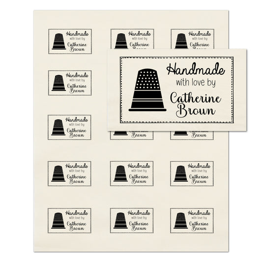Quilt Labels - Handmade, Sewing Thimble, Fabric Tags, Personalized, Custom, Quilting, Craft, Cotton, Canvas