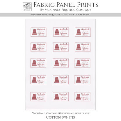 Quilt Labels - Handmade, Sewing Thimble, Fabric Tags, Personalized, Custom, Quilting, Craft, Cotton, Canvas