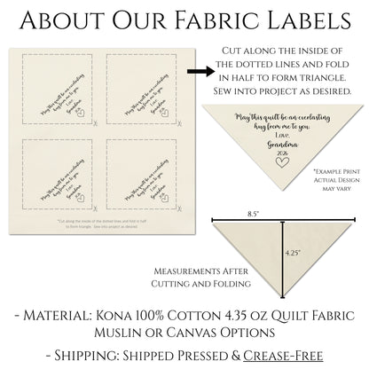 Quilt Label - Triangle, Custom, Name, Sewing, Quilting, Crafts, Tag, Kona Cotton Fabric, Pattern, Corner