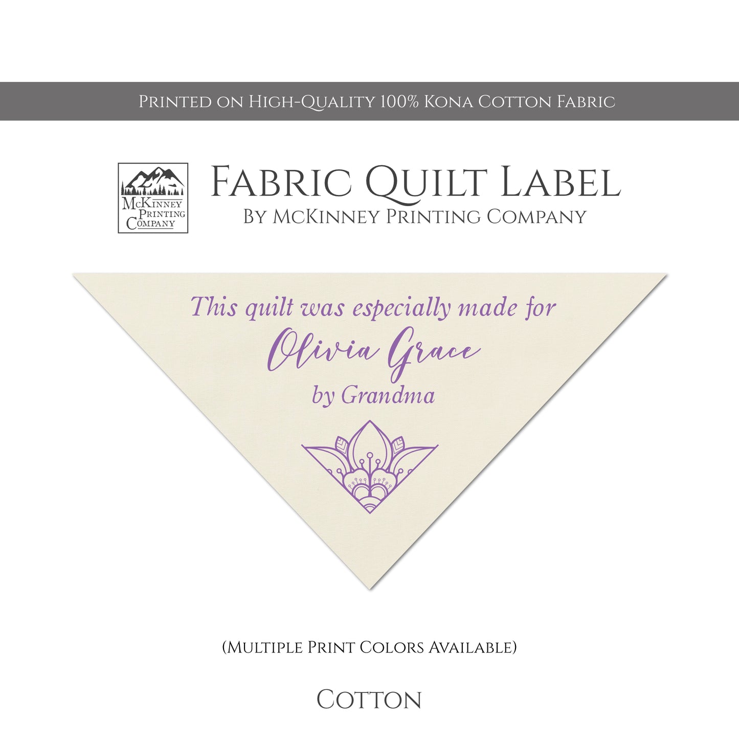 Quilting Label, Fabric Tag, Quilt, Personalized Name - Cotton