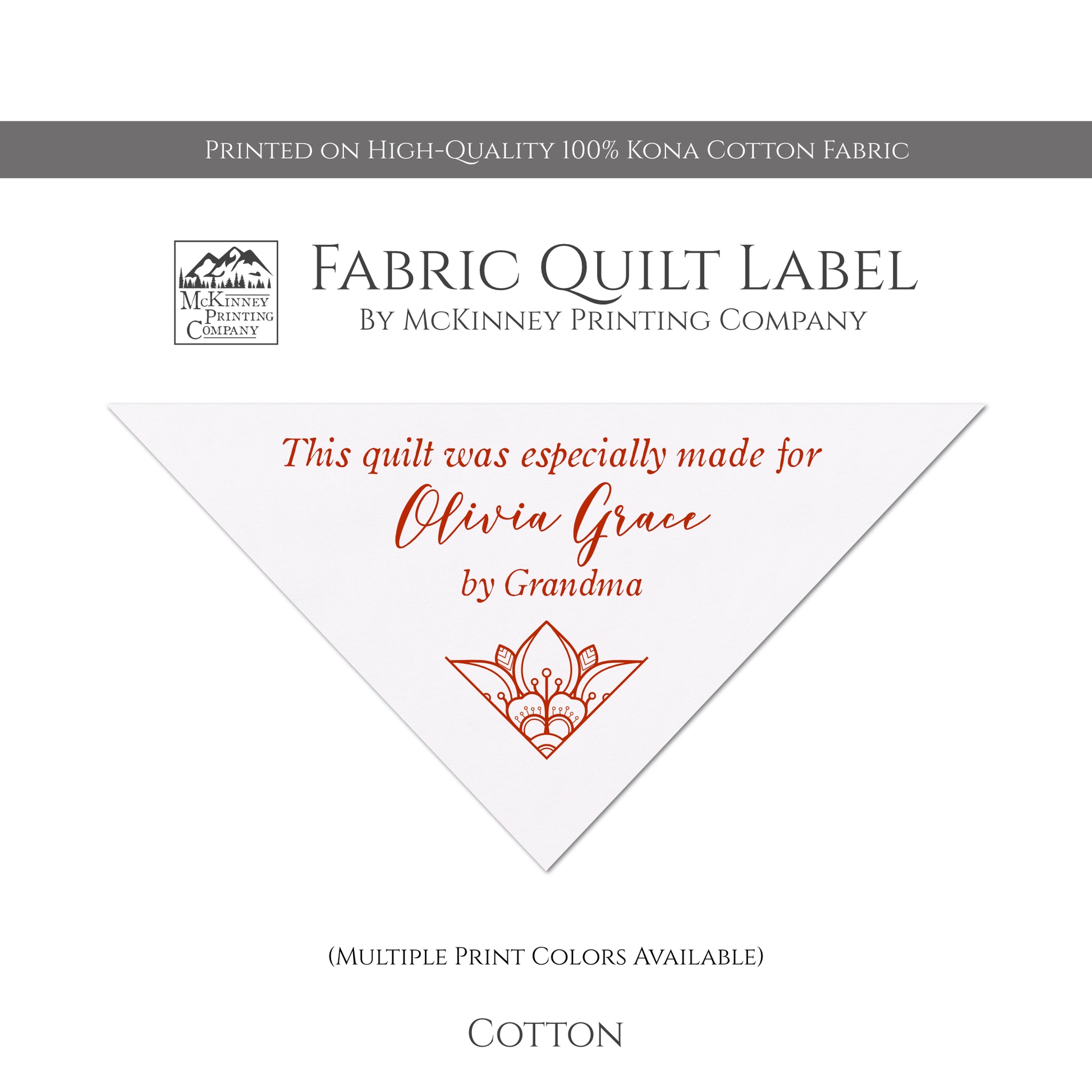 Quilting Label, Fabric Tag, Quilt, Personalized Name - Cotton, White