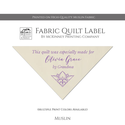 Quilting Label, Fabric Tag, Quilt, Personalized Name - Muslin