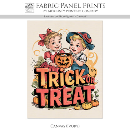 Halloween Fabric Panel - Vintage, Retro, Fall, Children, Kids, Child, Large Print Fabric, Block Print Fabric, Cotton, Quilting, Quilt, Canvas