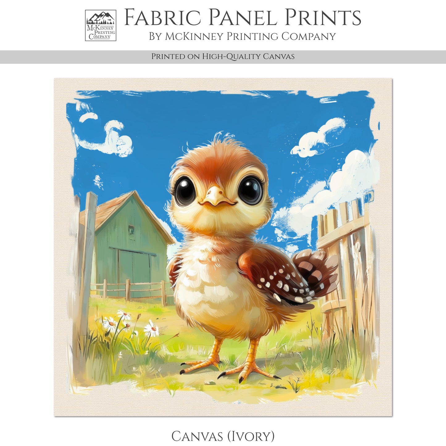 Farm Animal Fabric - Turkey, Baby Fabric Panels, Cotton, Nursery Décor, Infant, Quilt Block, Wall Art, Quilting, Sewing