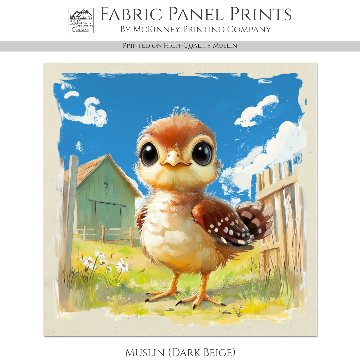 Farm Animal Fabric - Turkey, Baby Fabric Panels, Cotton, Nursery Décor, Infant, Quilt Block, Wall Art, Quilting, Sewing