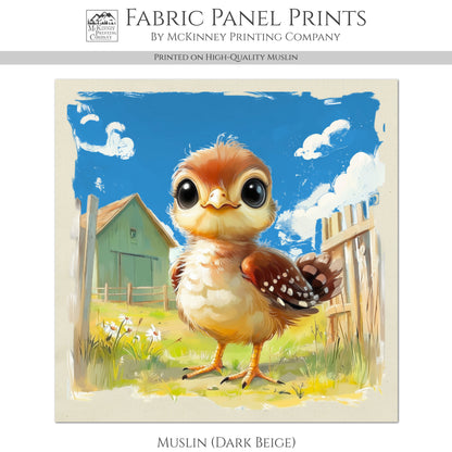 Farm Animal Fabric - Turkey, Baby Fabric Panels, Cotton, Nursery Décor, Infant, Quilt Block, Wall Art, Quilting, Sewing