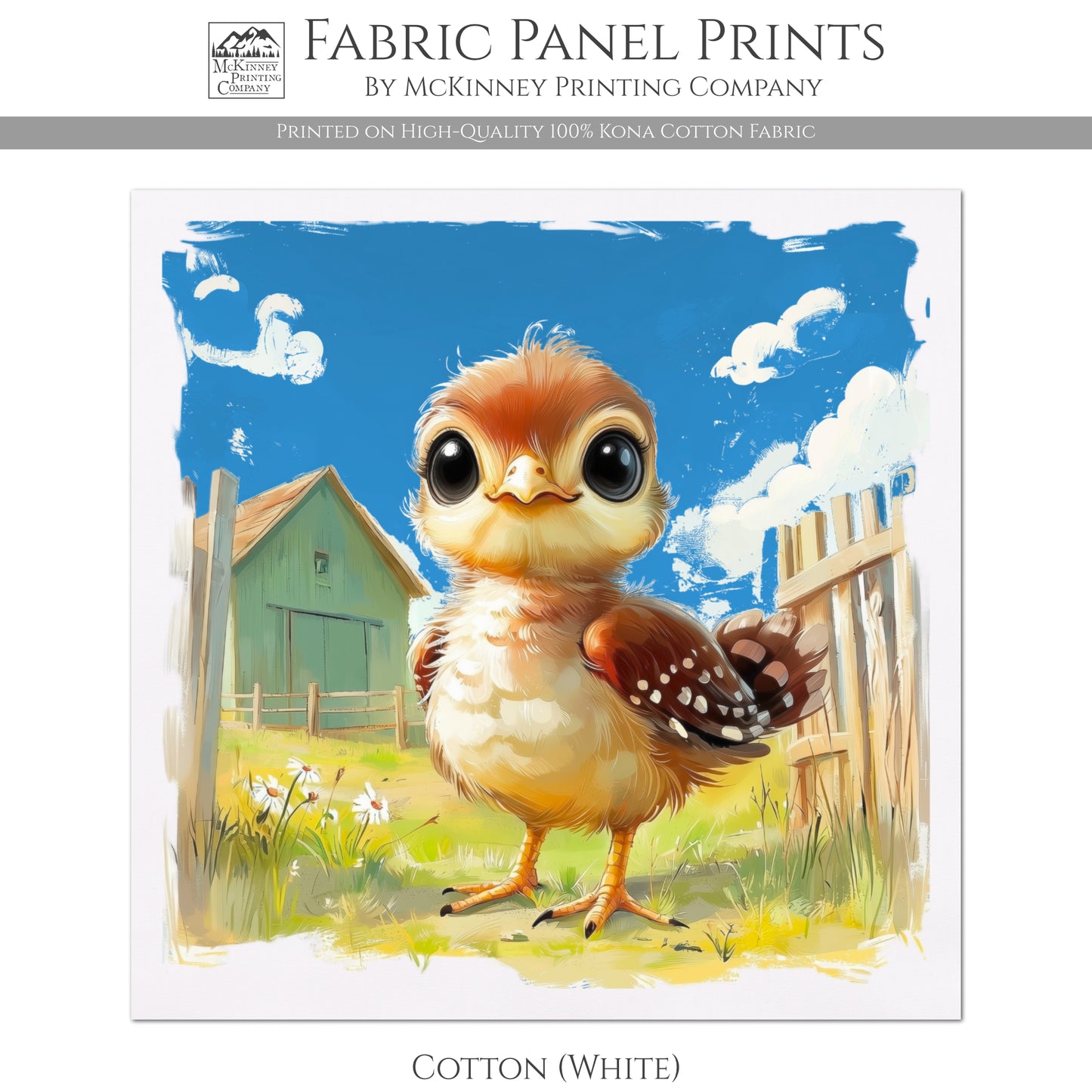 Farm Animal Fabric - Turkey, Baby Fabric Panels, Cotton, Nursery Décor, Infant, Quilt Block, Wall Art, Quilting, Sewing