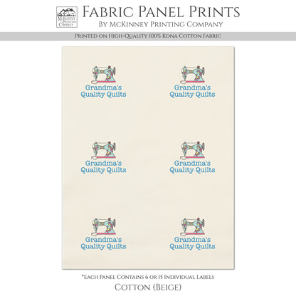 Quilt Labels - Print Your Own Design, Fabric Tags, Personalized, Custom Fabric for Quilting, Crafts, 6 or 15 Labels Per Panel