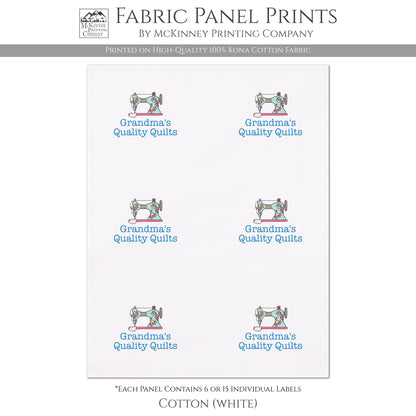 Quilt Labels - Print Your Own Design, Fabric Tags, Personalized, Custom Fabric for Quilting, Crafts, 6 or 15 Labels Per Panel
