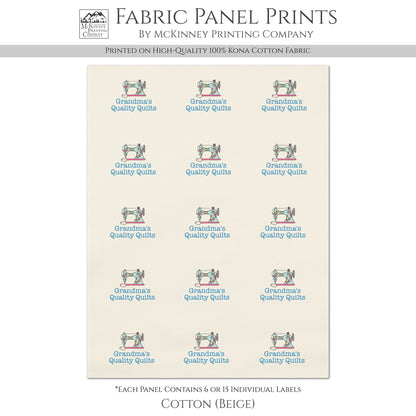 Quilt Labels - Print Your Own Design, Fabric Tags, Personalized, Custom Fabric for Quilting, Crafts, 6 or 15 Labels Per Panel