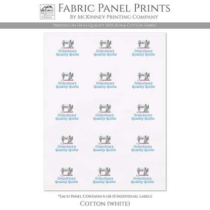 Quilt Labels - Print Your Own Design, Fabric Tags, Personalized, Custom Fabric for Quilting, Crafts, 6 or 15 Labels Per Panel