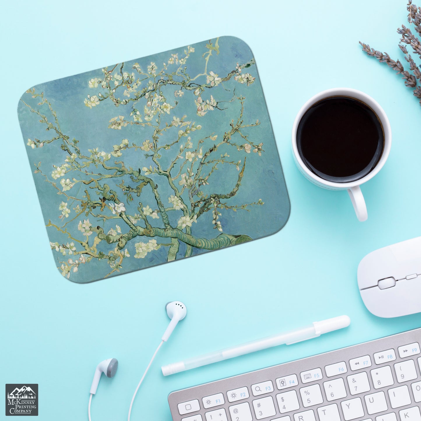Mouse Pad, Van Gogh Print, Almond Blossom, Floral Mousepad, Desk Pad, Desktop Computer, Laptop Accessories