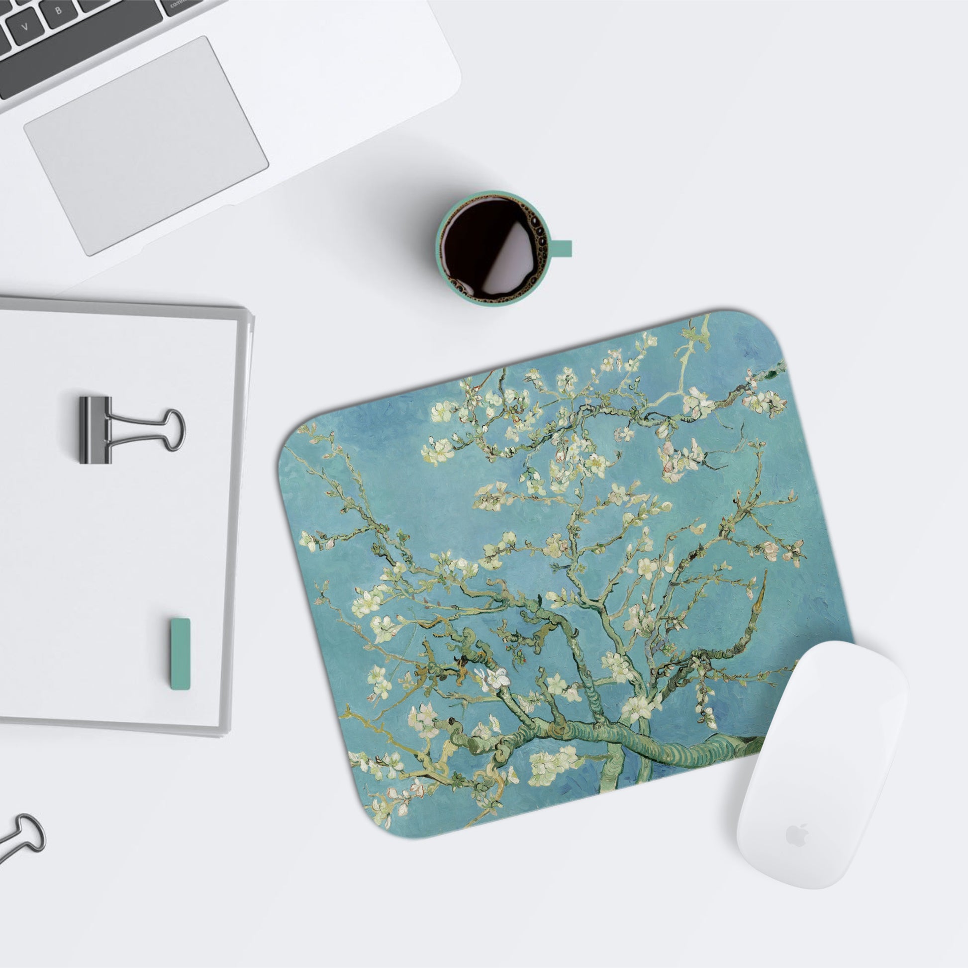 Mouse Pad, Van Gogh Print, Almond Blossom, Floral Mousepad, Desk Pad, Desktop Computer, Laptop Accessories