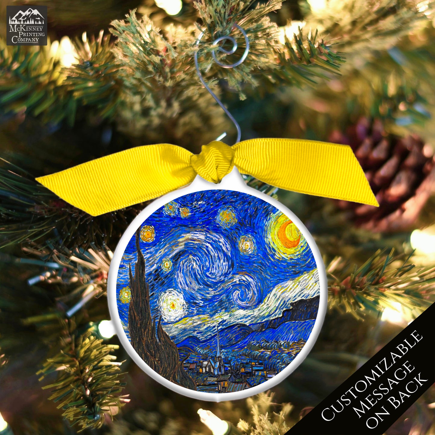 Starry Night - Christmas Ornament, Vincent Van Gogh, Print, Xmas