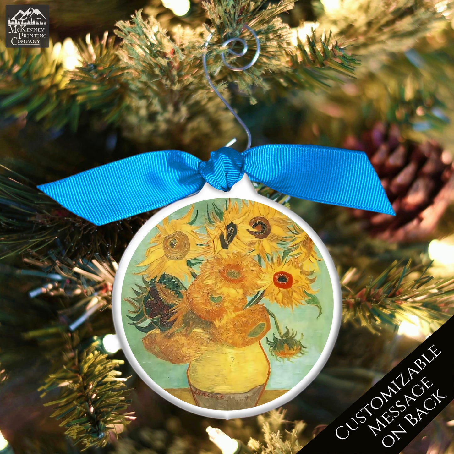 Van Gogh Sunflowers - Christmas Ornament, Painting, Custom Gift, Art