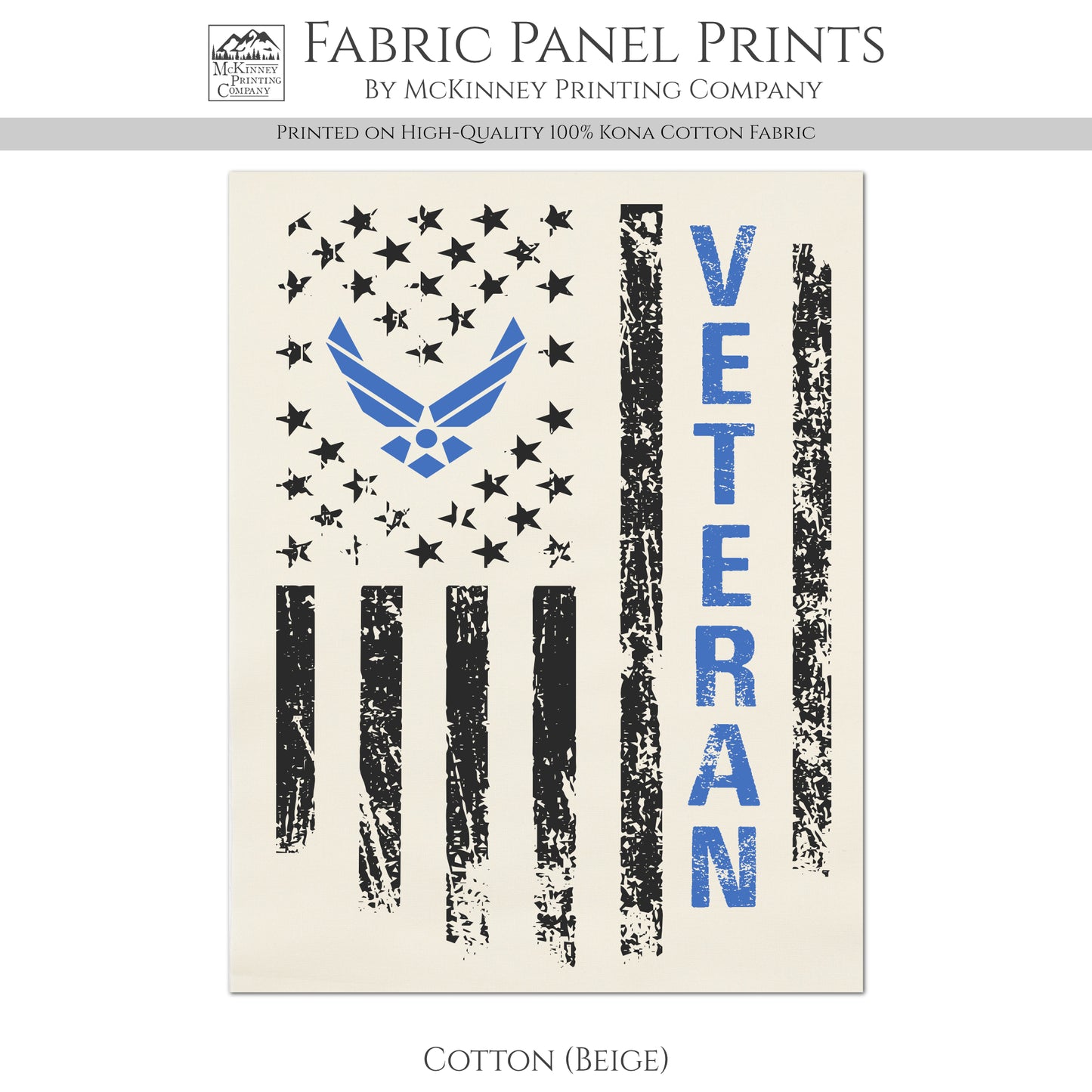 Air Force - Patriotic Fabric, Veteran, Military, Flag, Airman, Memorial, Retired, VA, Quilting, Crafts, Quilts of Valor