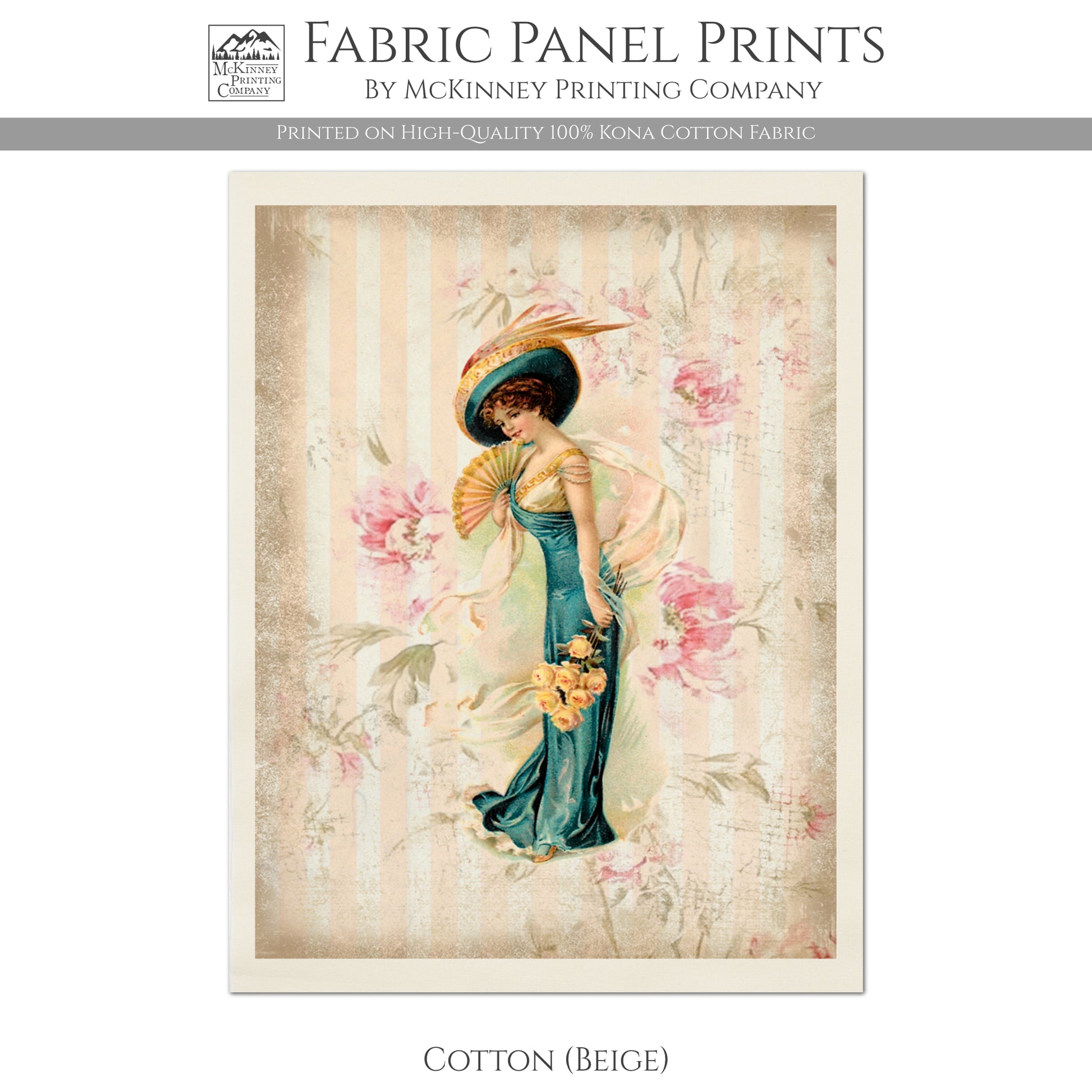 Victorian Woman, Fabric Panel Print - Cotton