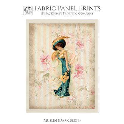 Victorian Woman, Fabric Panel Print - Muslin