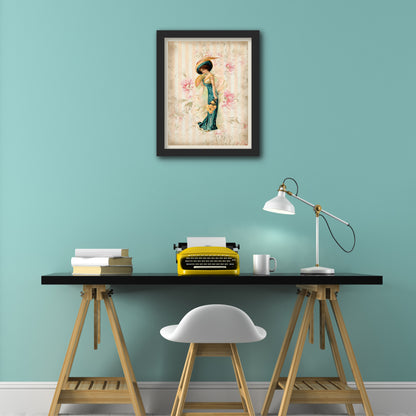 Victorian Woman, Fabric Panel Print - Wall Art